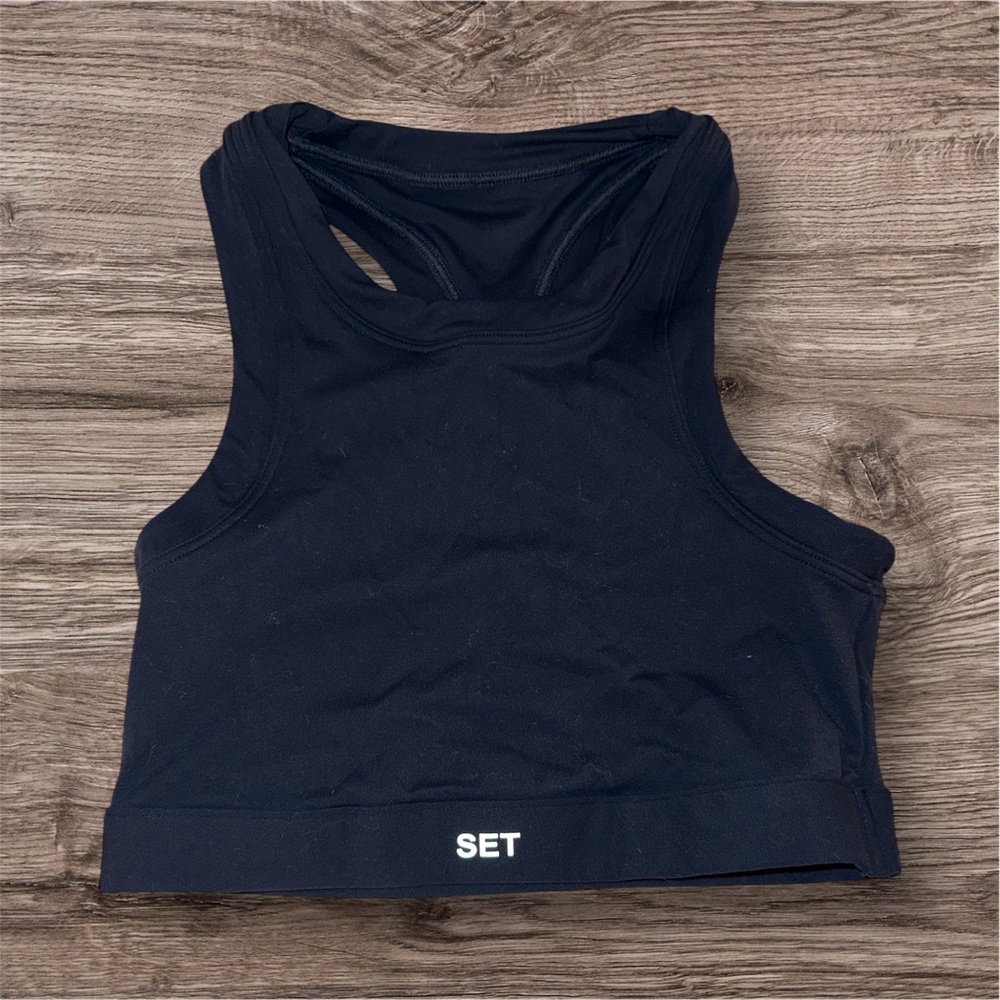 SET Active Black Racerback Tank Top